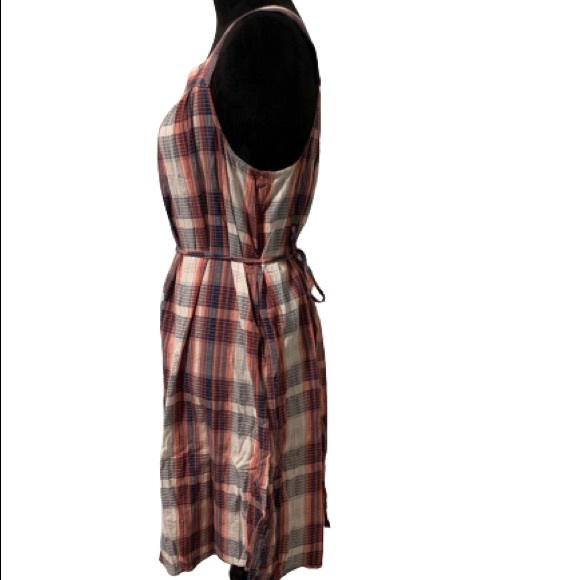 UNIVERSAL THREAD Blue Orange White Plaid Sleeveless Midi Dress Sz L - Picture 3 of 10